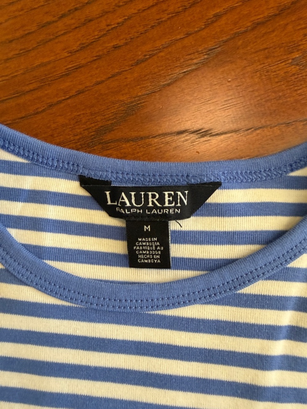 Lauren Ralph Lauren Blue and White Striped Short Sleeve Tshirt - Picture 3 of 8